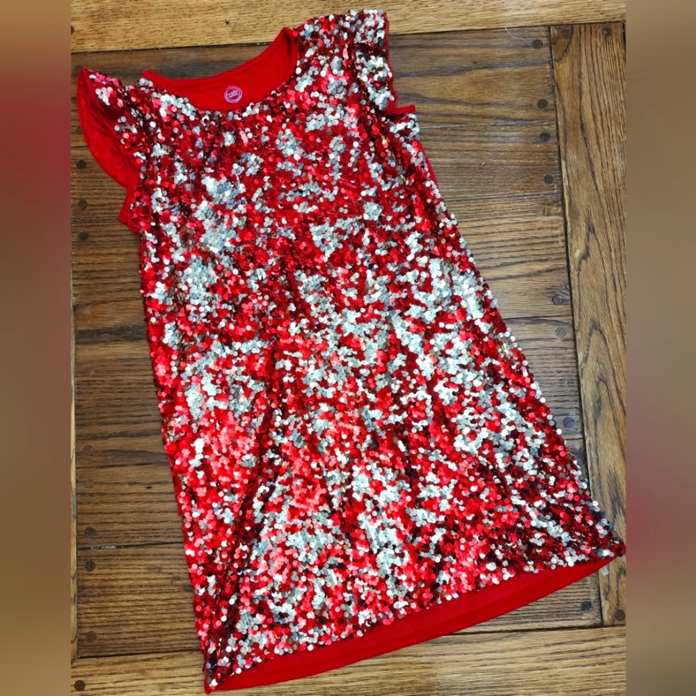 Red sequin dress